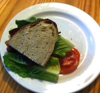Homegrown tomato BLT on Lauren's Good Bread. Does summer eating get any better than this? 